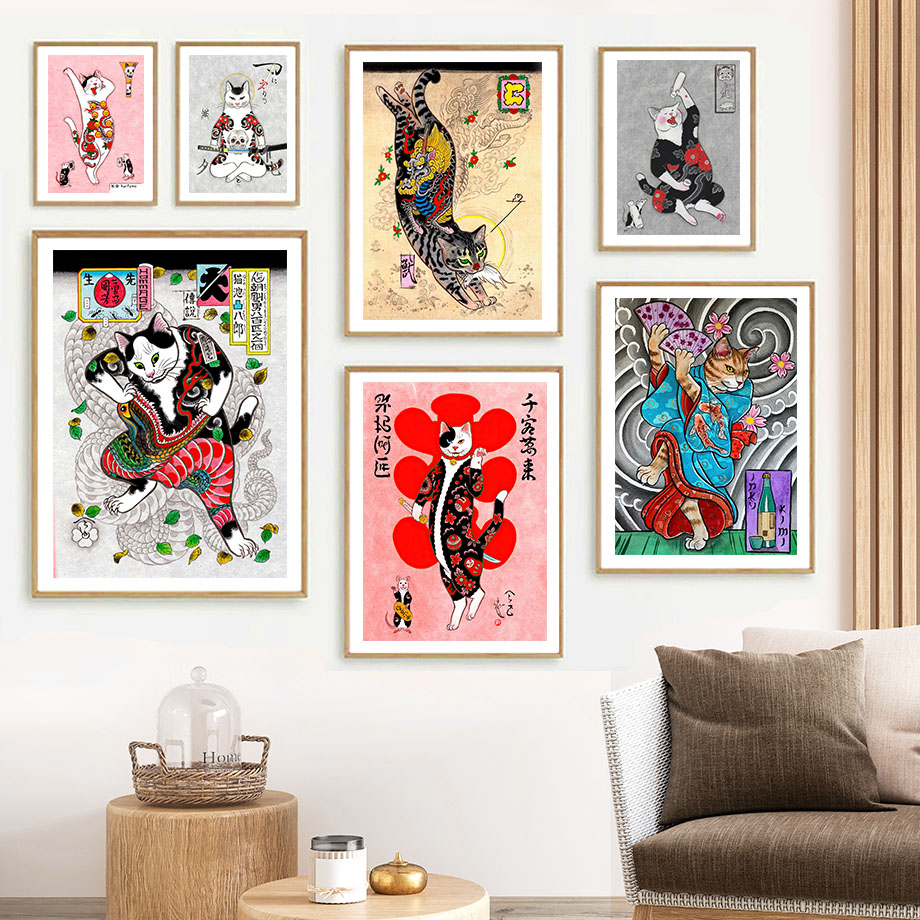 Japanese Samurai Cat Wall Art  - đánh giá và giá Japanese Lifestyle And Traditions