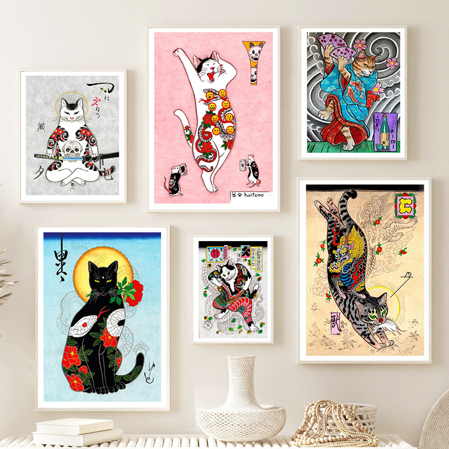 Japanese Samurai Cat Wall Art  - đánh giá và giá Japanese Lifestyle And Traditions