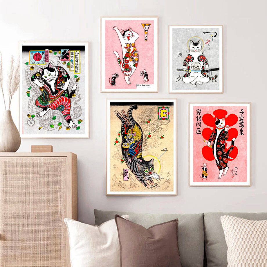 Japanese Samurai Cat Wall Art  - đánh giá và giá Japanese Lifestyle And Traditions