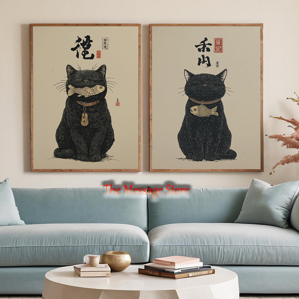 Black Lucky Cat Ukiyo-e Japane - đánh giá và giá Japanese Lifestyle And Traditions