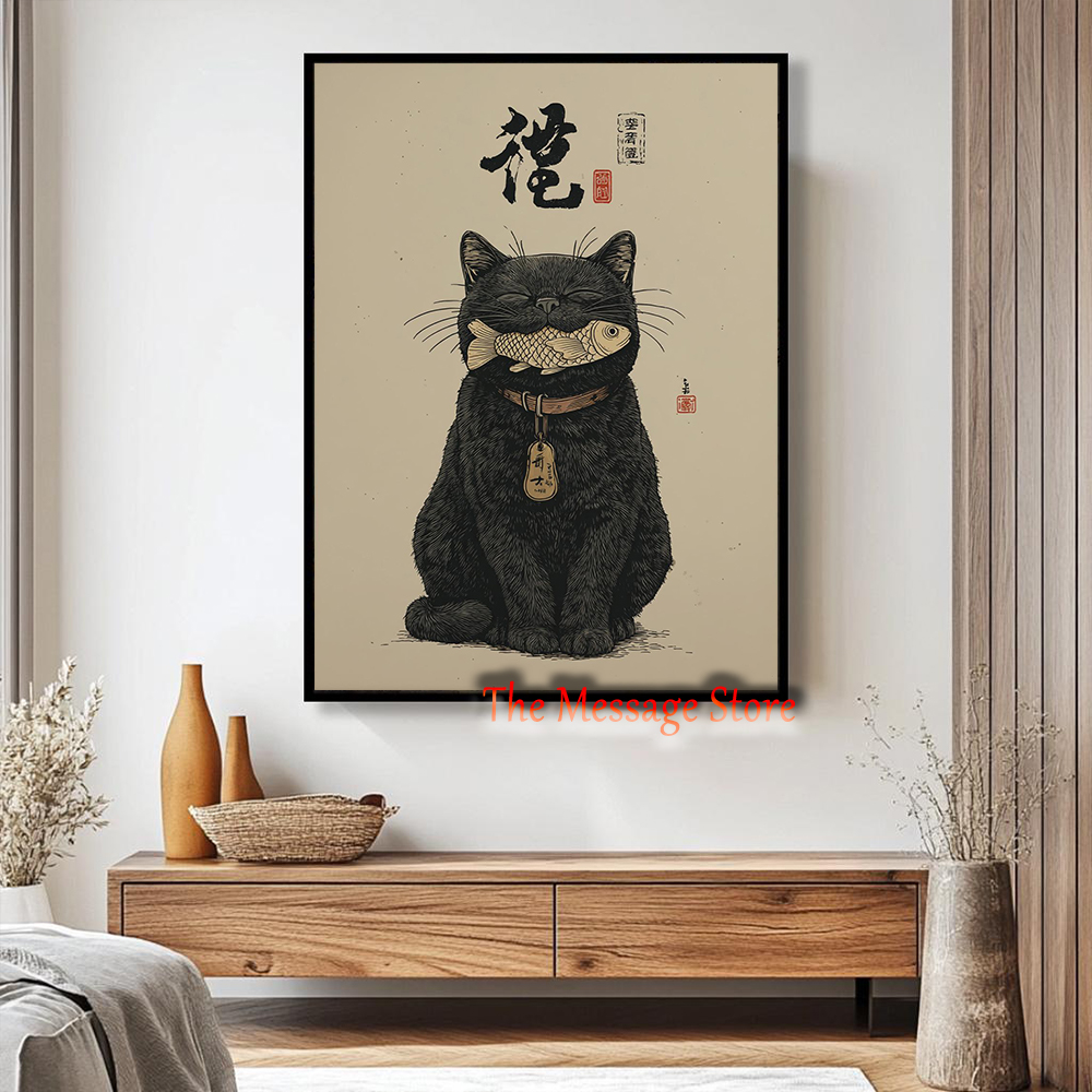 Black Lucky Cat Ukiyo-e Japane - đánh giá và giá Japanese Lifestyle And Traditions